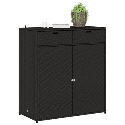 Armoire de rangement de jardin noir 105x55x113cm résine tressée