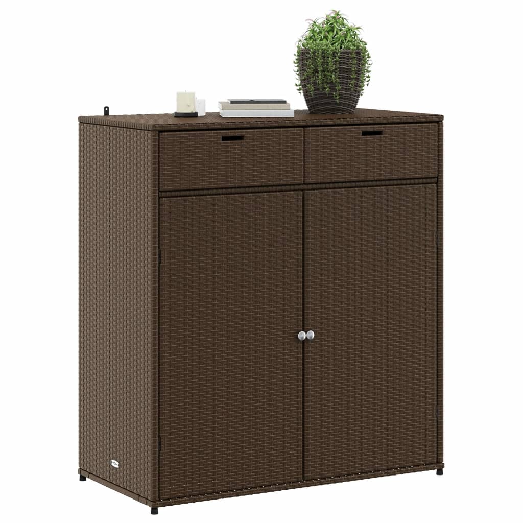 Armoire de rangement jardin marron 105x55x113 cm résine tressée