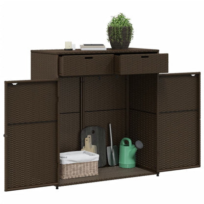 Armoire de rangement jardin marron 105x55x113 cm résine tressée