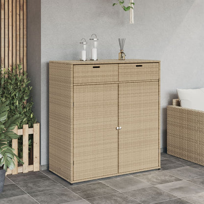 Armoire de rangement jardin beige 105x55x113 cm résine tressée