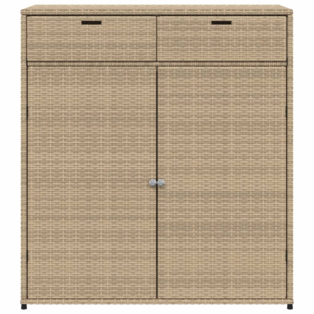 Armoire de rangement jardin beige 105x55x113 cm résine tressée