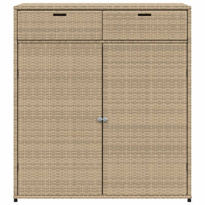 Armoire de rangement jardin beige 105x55x113 cm résine tressée