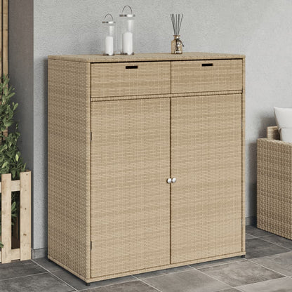 Armoire de rangement jardin beige 105x55x113 cm résine tressée