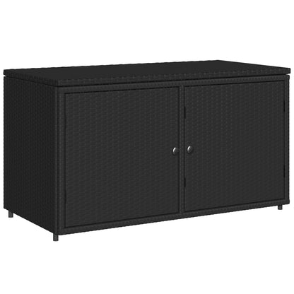 Armoire de rangement jardin noir 110x55x60,5 cm résine tressée