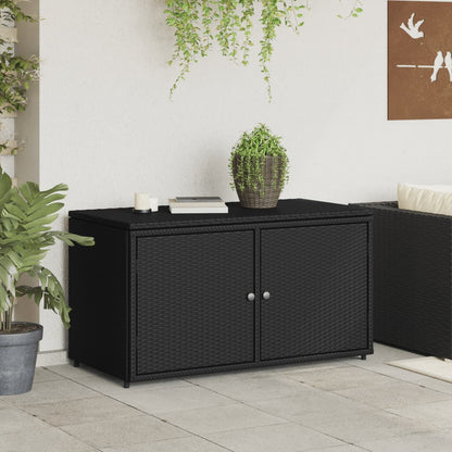 Armoire de rangement jardin noir 110x55x60,5 cm résine tressée