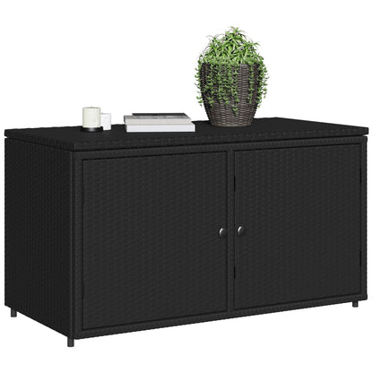 Armoire de rangement jardin noir 110x55x60,5 cm résine tressée