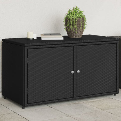 Armoire de rangement jardin noir 110x55x60,5 cm résine tressée