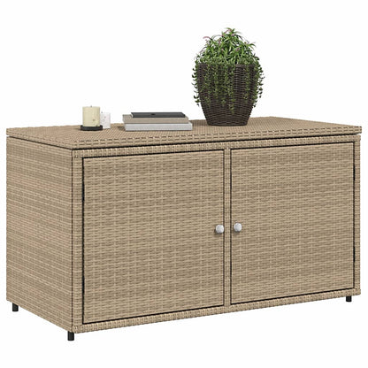 Armoire de rangement jardin beige 110x55x60,5 cm résine tressée