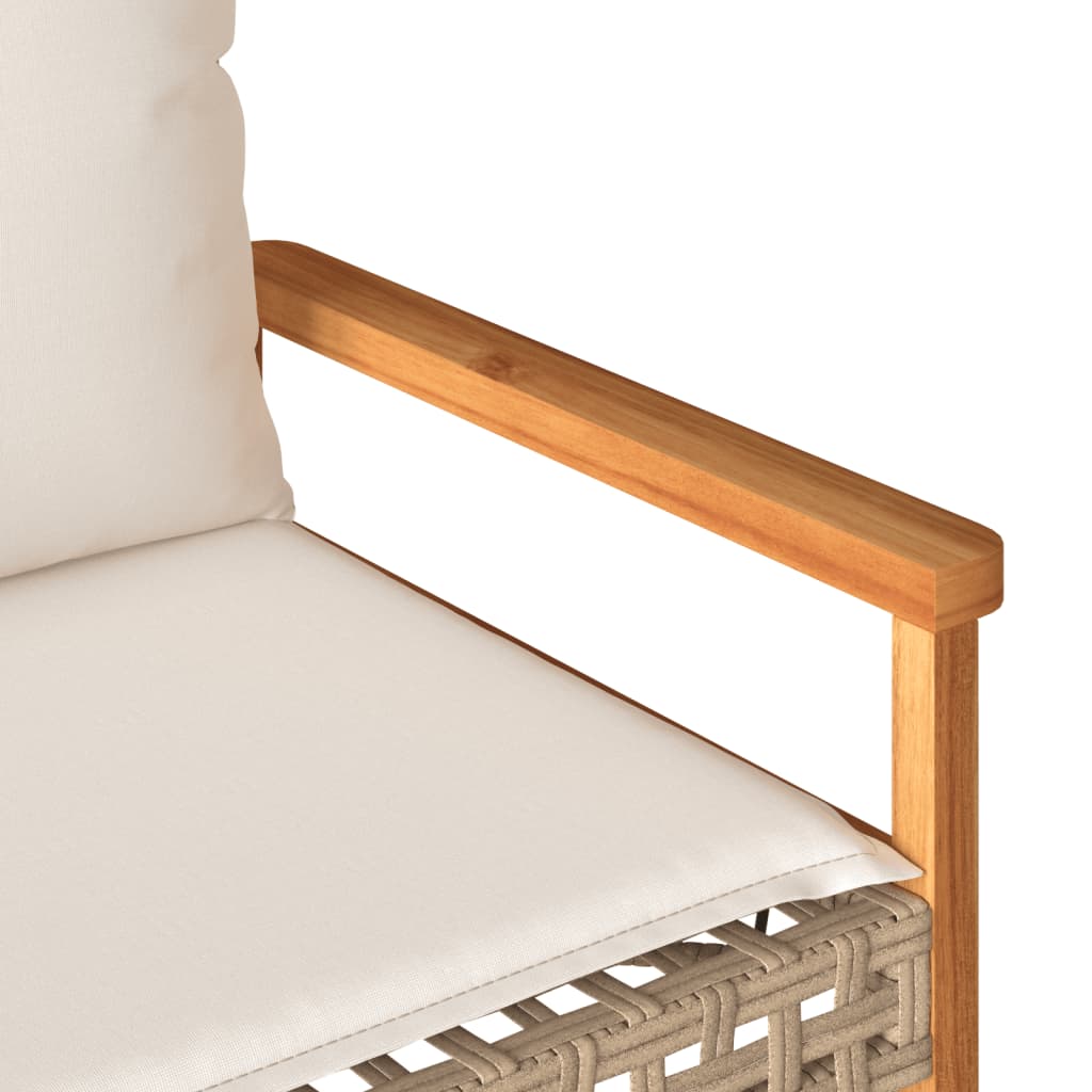 Banc de jardin avec coussin mélange beige résine tressée acacia