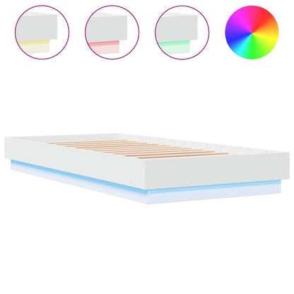 Cadre de lit sans matelas avec lumières LED blanc 100x200 cm