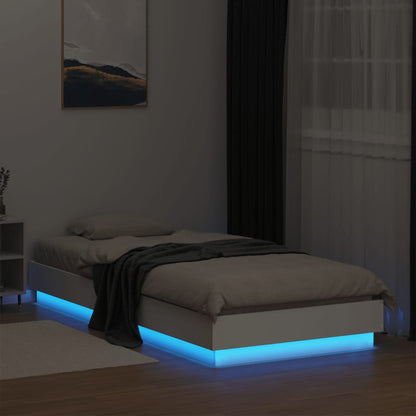 Cadre de lit sans matelas avec lumières LED blanc 100x200 cm