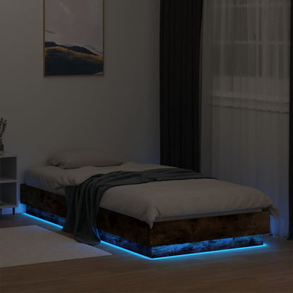 Cadre de lit sans matelas avec lumières LED 100x200 cm