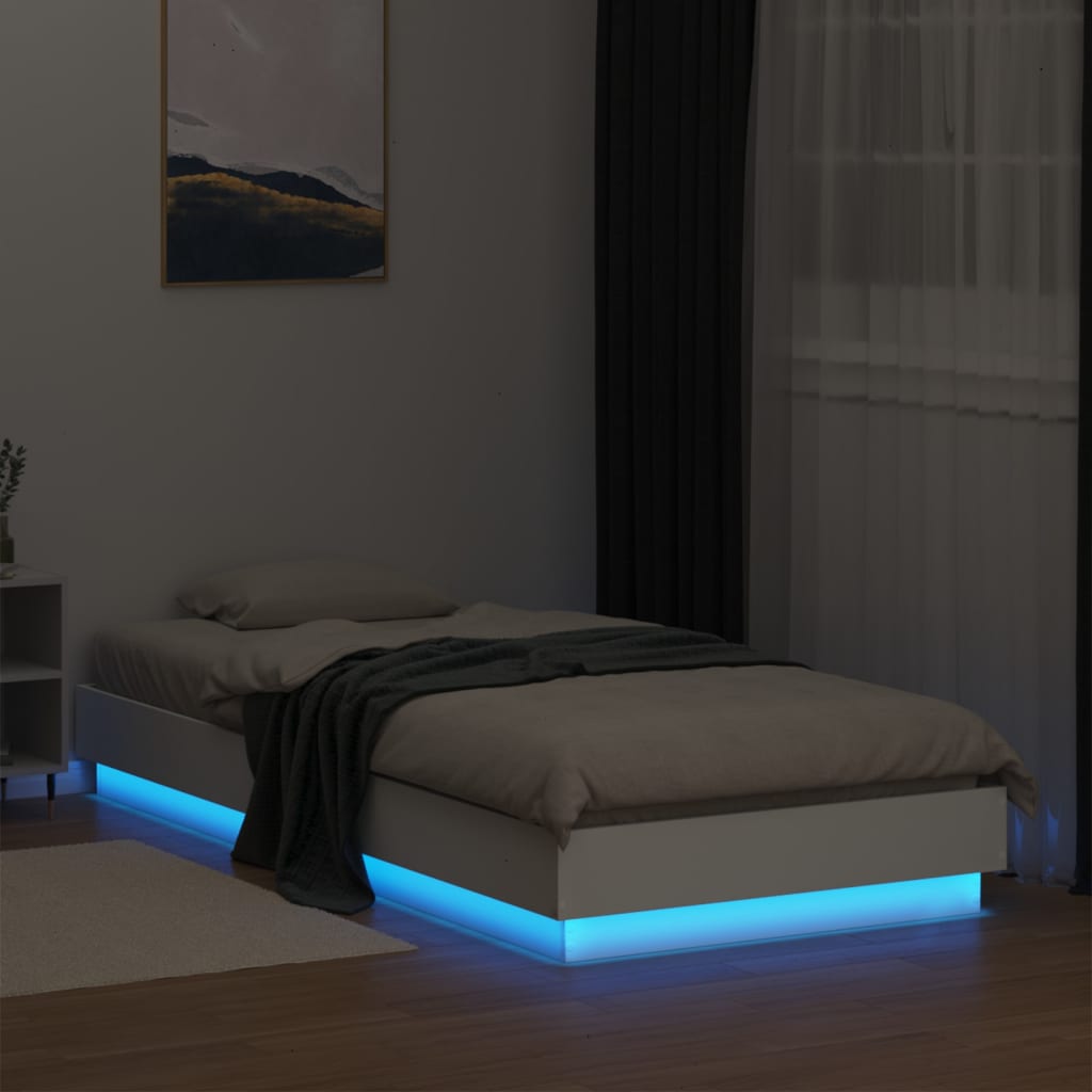 Cadre de lit sans matelas avec lumières LED blanc 90x200 cm