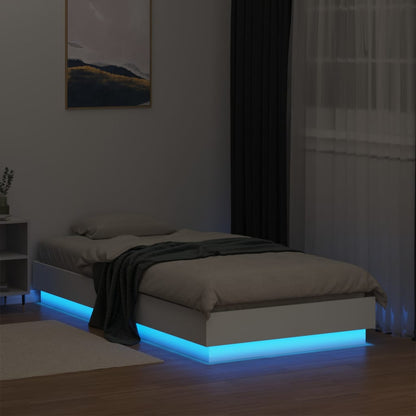 Cadre de lit sans matelas avec lumières LED blanc 90x190 cm