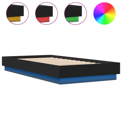 Cadre de lit sans matelas avec lumières LED noir 90x190 cm