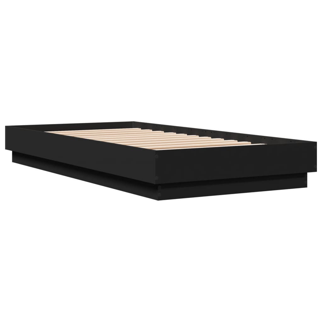 Cadre de lit sans matelas avec lumières LED noir 90x190 cm