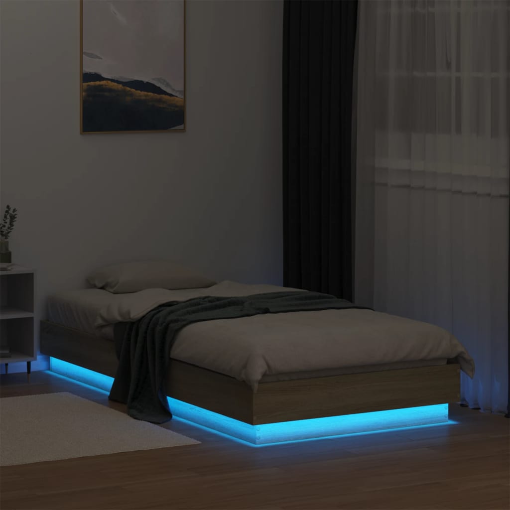 Cadre de lit sans matelas avec lumières LED 90x190 cm