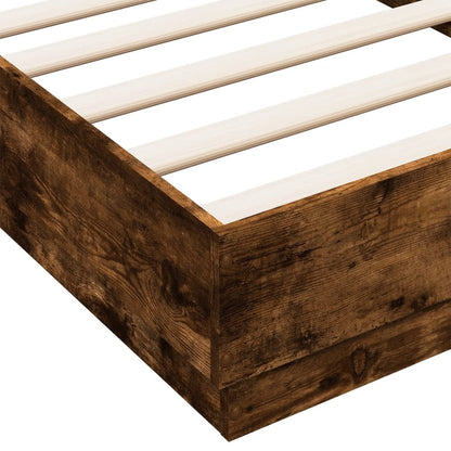 Cadre de lit sans matelas avec lumières LED chêne fumé 90x190cm