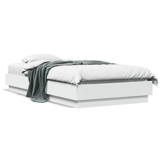 Cadre de lit sans matelas avec lumières LED blanc 75x190 cm