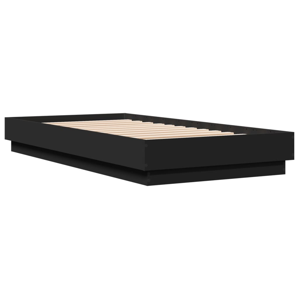 Cadre de lit sans matelas avec lumières LED noir 75x190 cm