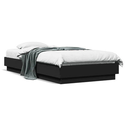 Cadre de lit sans matelas avec lumières LED noir 75x190 cm