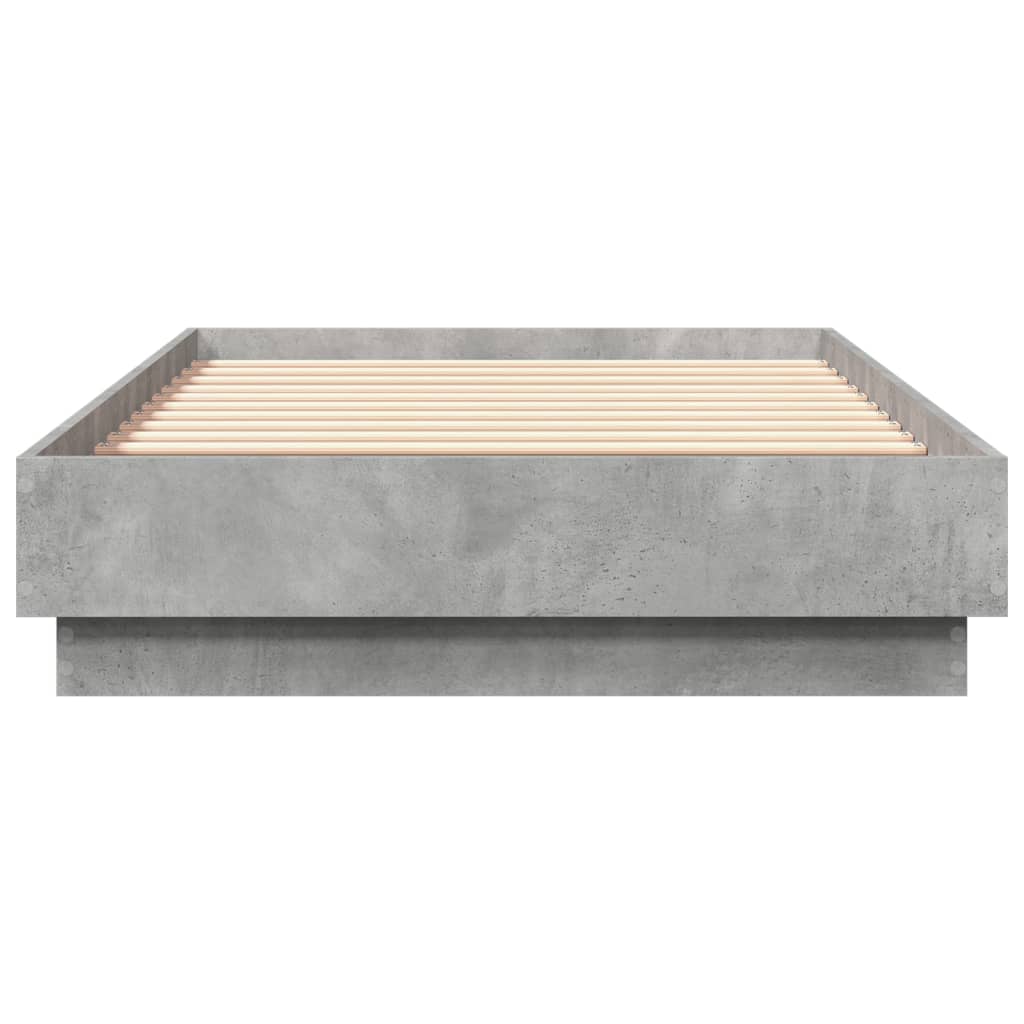 Cadre de lit sans matelas avec lumières LED gris béton 75x190cm