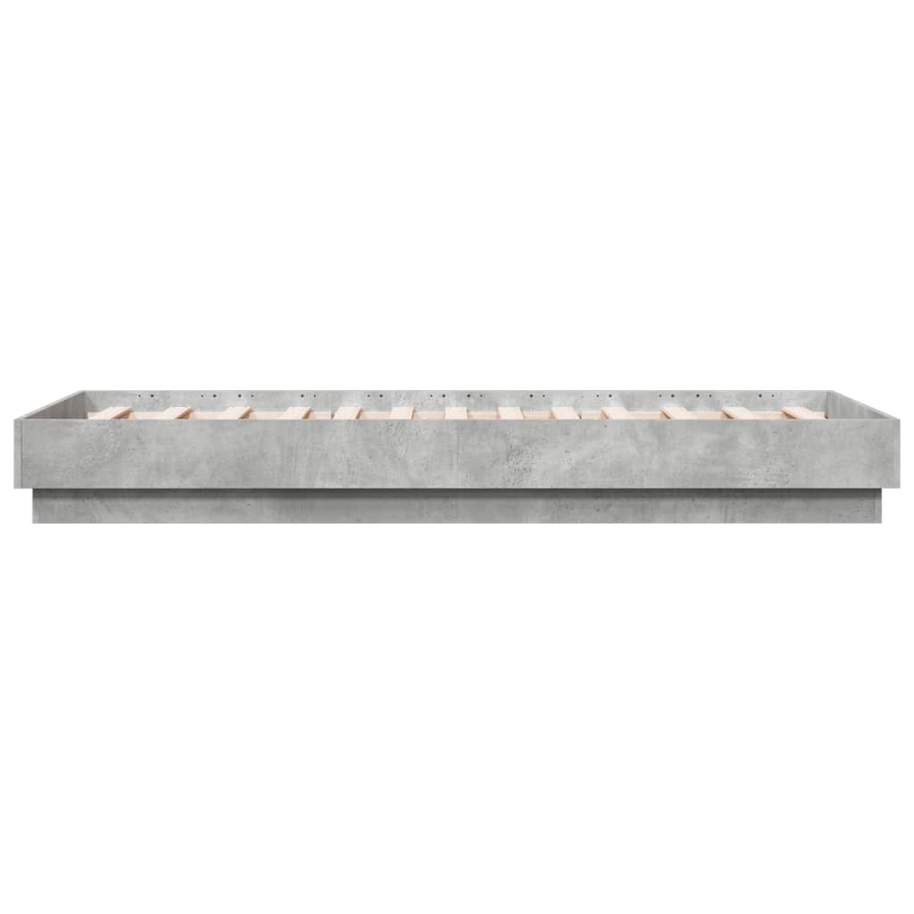 Cadre de lit sans matelas avec lumières LED gris béton 75x190cm