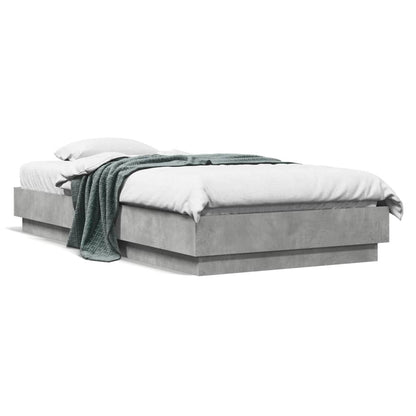 Cadre de lit sans matelas avec lumières LED gris béton 75x190cm