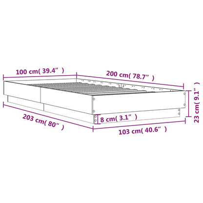 Cadre de lit sans matelas blanc 100x200 cm bois d'ingénierie