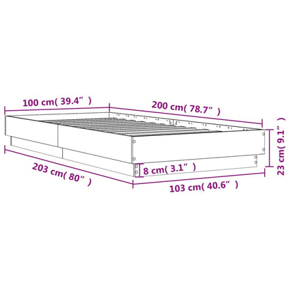 Cadre de lit sans matelas noir 100x200 cm bois d'ingénierie