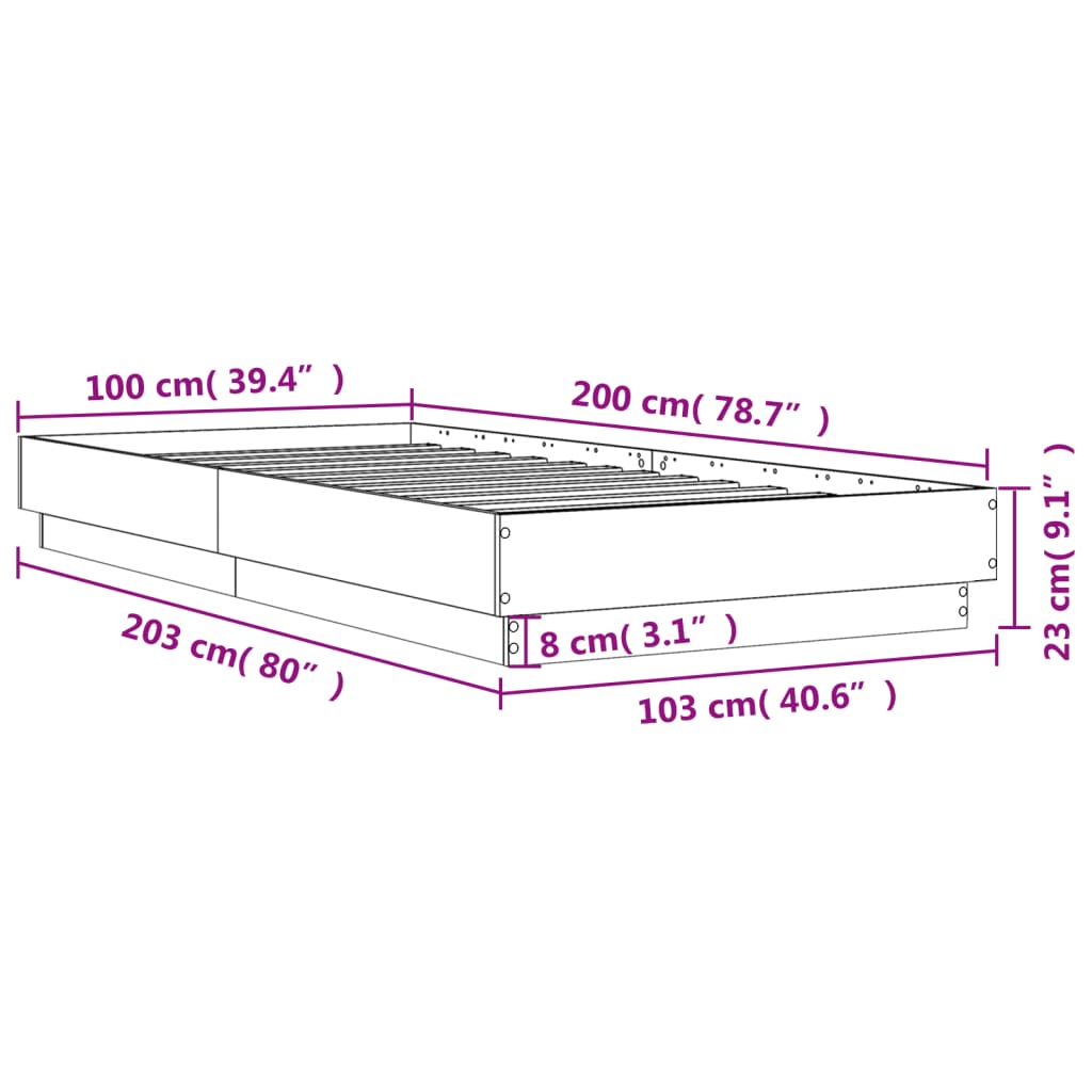 Cadre de lit sans matelas chêne sonoma 100x200 cm