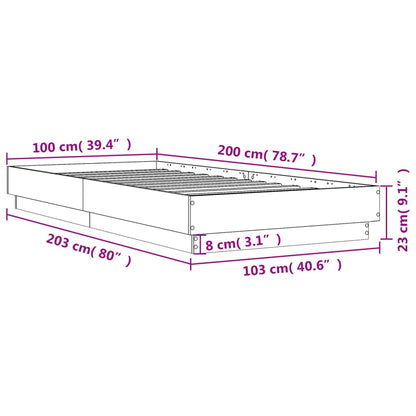 Cadre de lit sans matelas chêne sonoma 100x200 cm