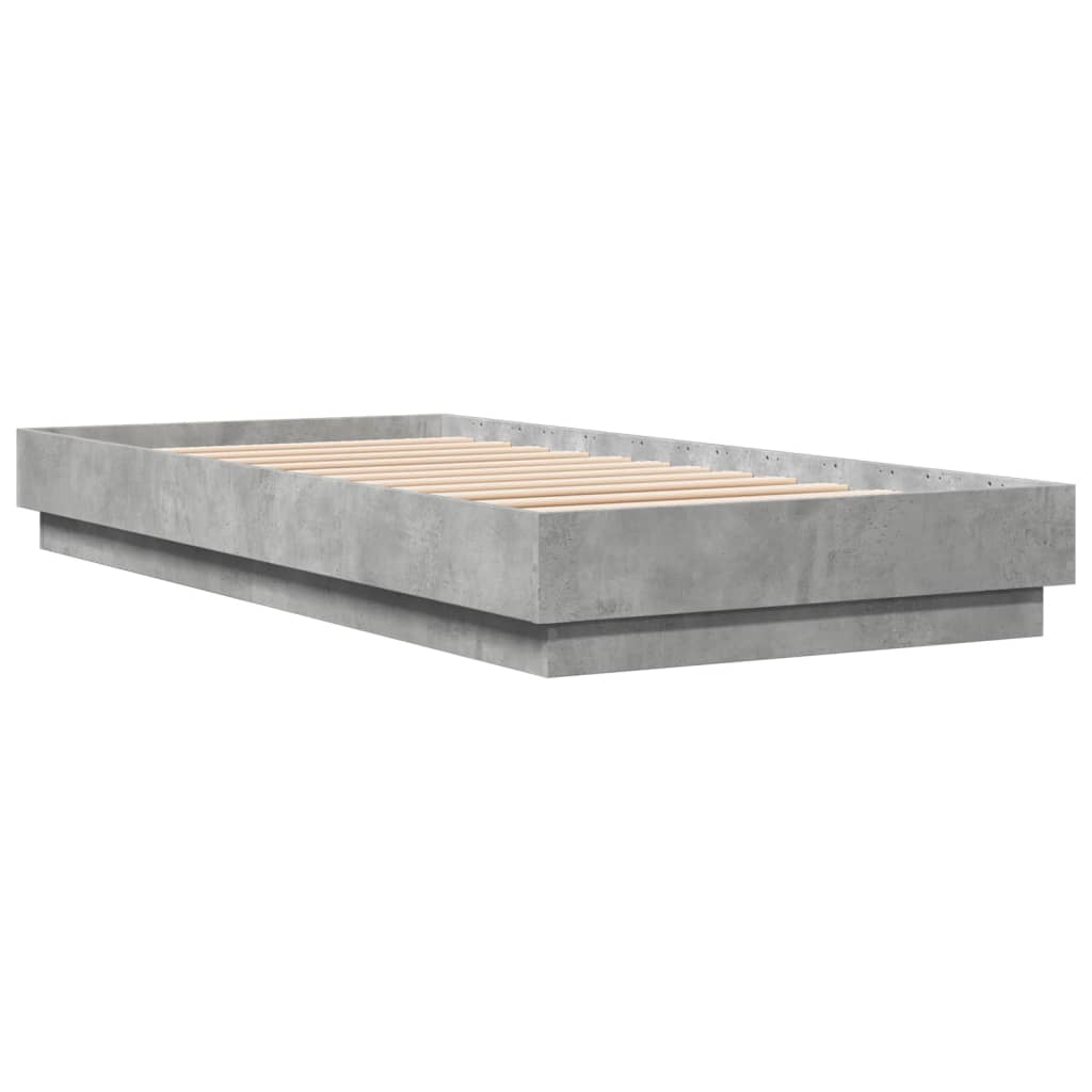 Cadre de lit sans matelas gris béton 100x200 cm