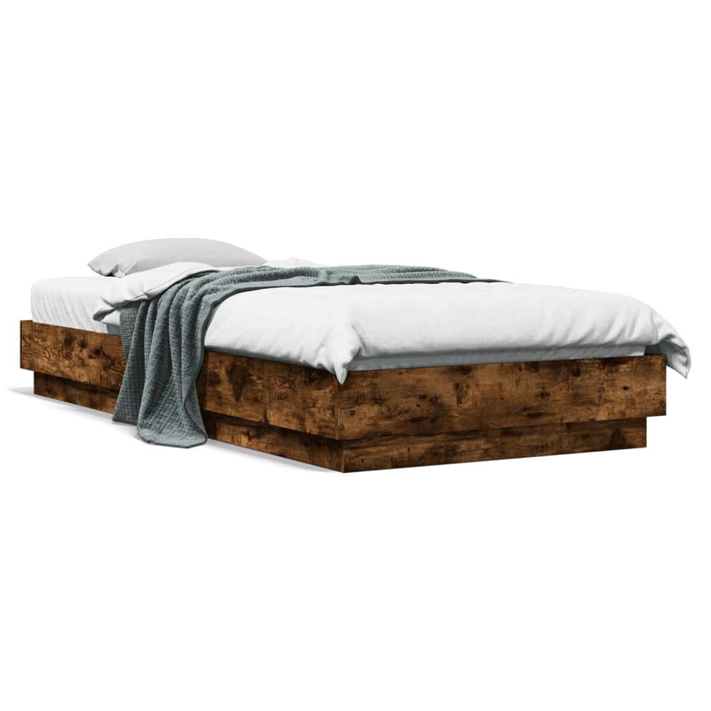 Cadre de lit sans matelas chêne fumé 100x200 cm bois ingénierie