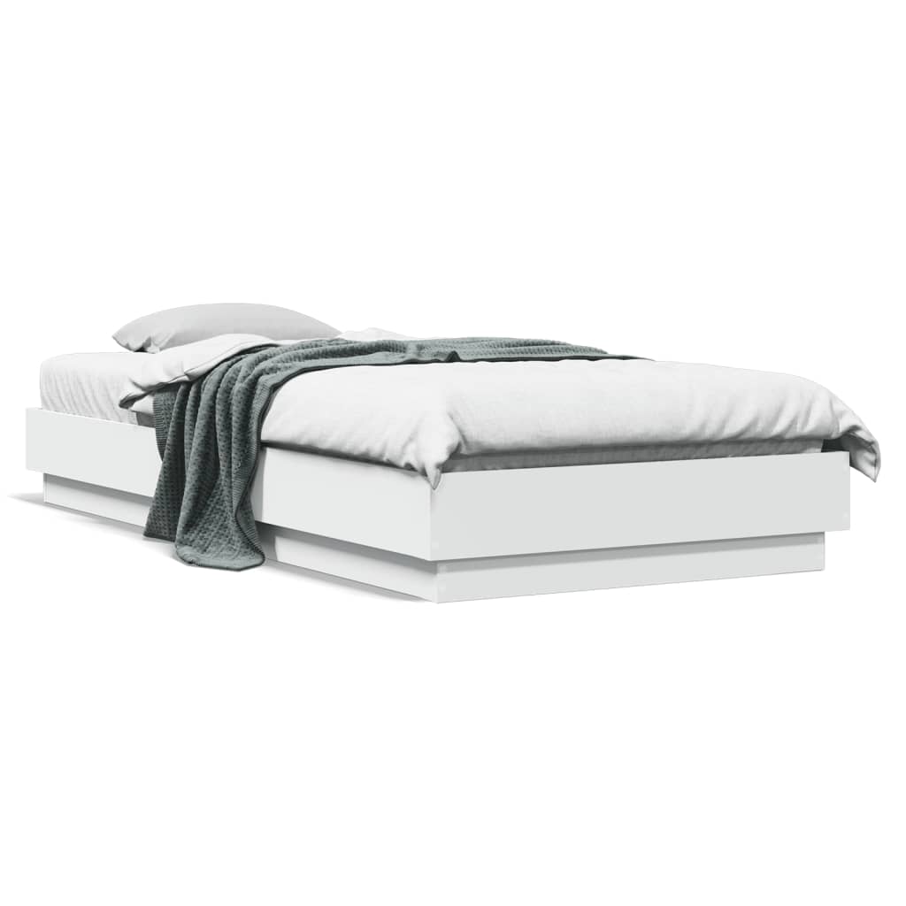 Cadre de lit sans matelas blanc 90x200 cm bois d'ingénierie