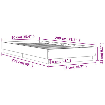 Cadre de lit sans matelas blanc 90x200 cm bois d'ingénierie