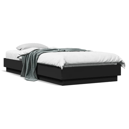 Cadre de lit sans matelas noir 90x200 cm bois d'ingénierie