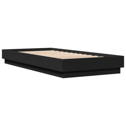 Cadre de lit sans matelas noir 90x200 cm bois d'ingénierie