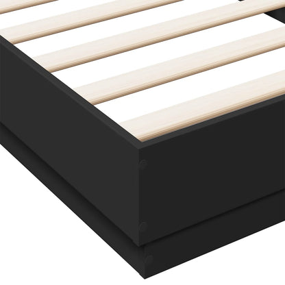 Cadre de lit sans matelas noir 90x200 cm bois d'ingénierie