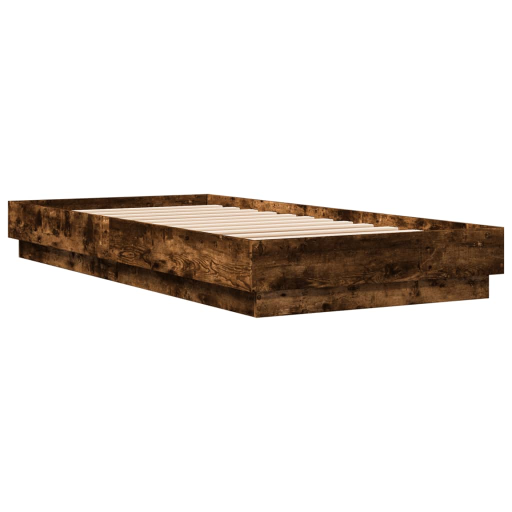 Cadre de lit sans matelas chêne fumé 90x200cm bois d'ingénierie