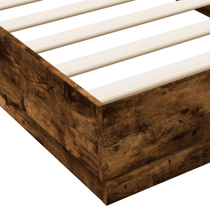 Cadre de lit sans matelas chêne fumé 90x200cm bois d'ingénierie