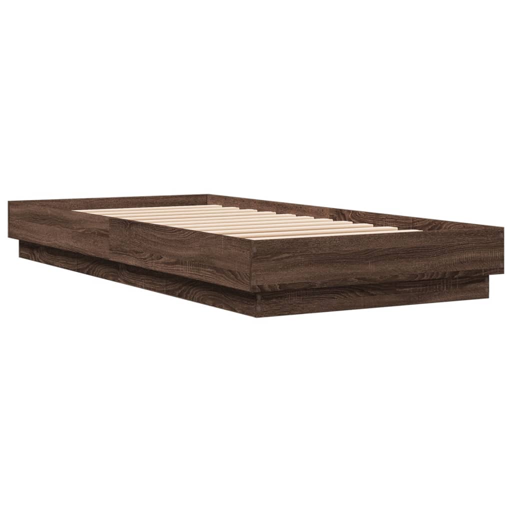 Cadre de lit sans matelas chêne marron 90x200cm bois ingénierie