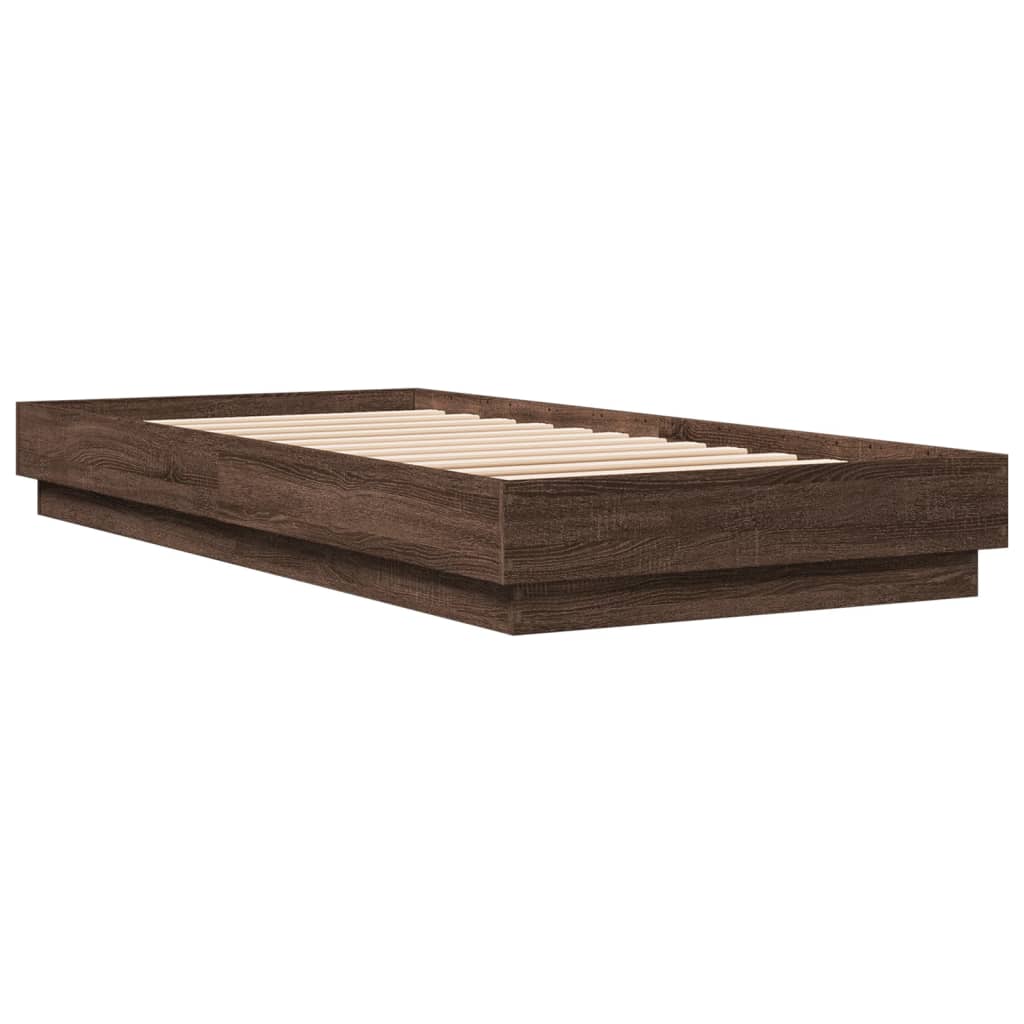 Cadre de lit sans matelas chêne marron 90x200cm bois ingénierie