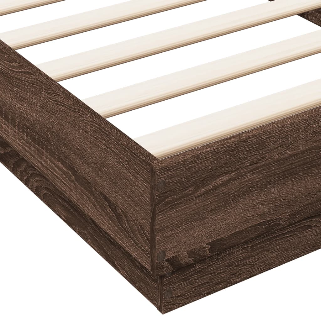 Cadre de lit sans matelas chêne marron 90x200cm bois ingénierie