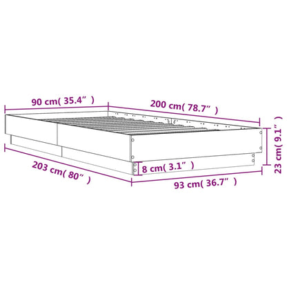 Cadre de lit sans matelas chêne marron 90x200cm bois ingénierie