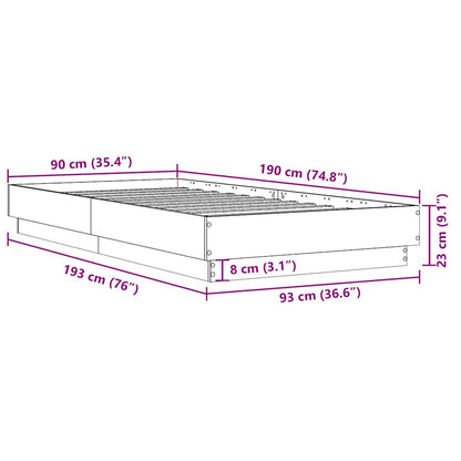 Cadre de lit sans matelas blanc 90x190 cm bois d'ingénierie