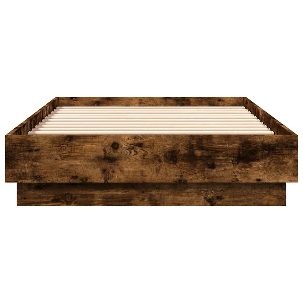 Cadre de lit sans matelas chêne fumé 90x190cm bois d'ingénierie