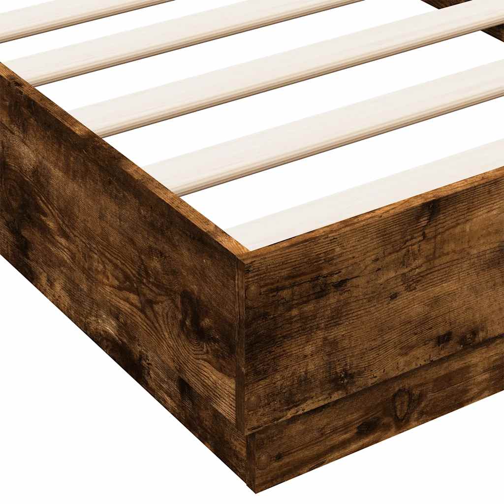 Cadre de lit sans matelas chêne fumé 90x190cm bois d'ingénierie