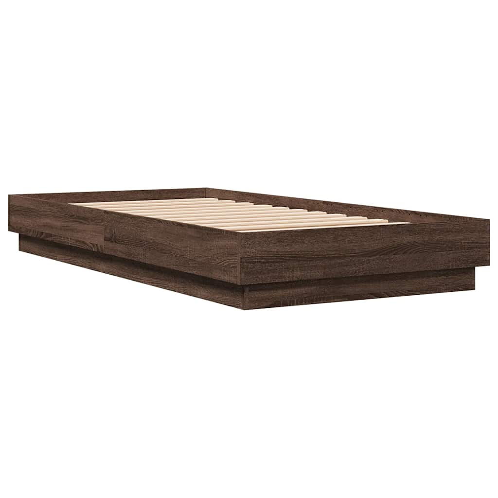 Cadre de lit sans matelas chêne marron 90x190cm bois ingénierie