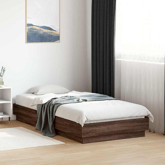 Cadre de lit sans matelas chêne marron 90x190cm bois ingénierie